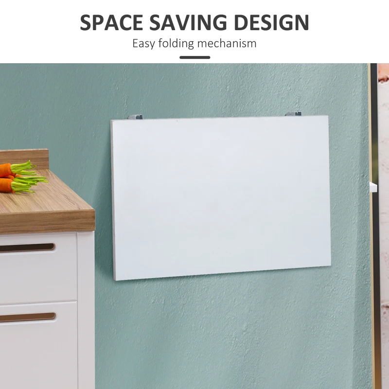 HOMCOM Foldable Table Wall-Mounted Floating Folding Desk Drop-Leaf Bar Table for Home Office, Dining Room, Kitchen