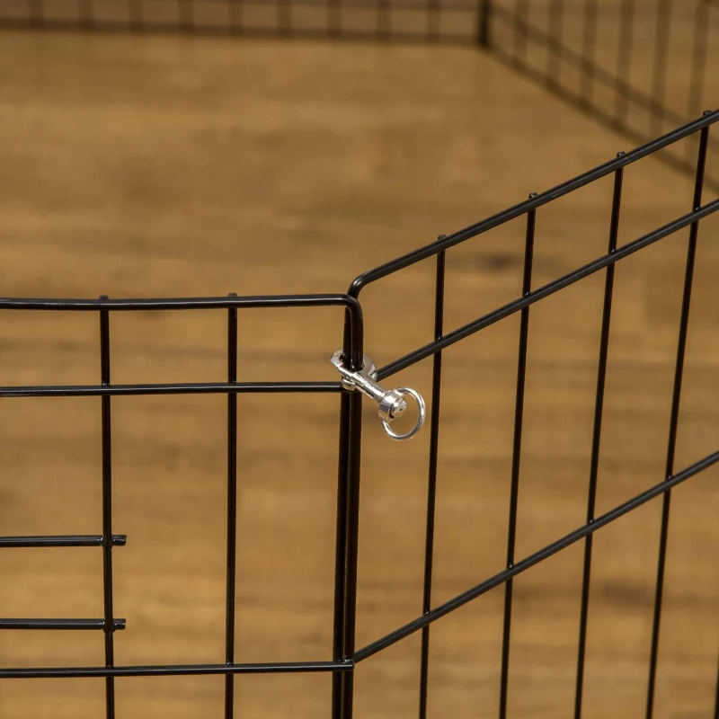 PawHut Recinto per Cani Gatti Cuccioli Roditori Recinzione Rete Gabbia 8 Pezzi 76 x 61cm Nero