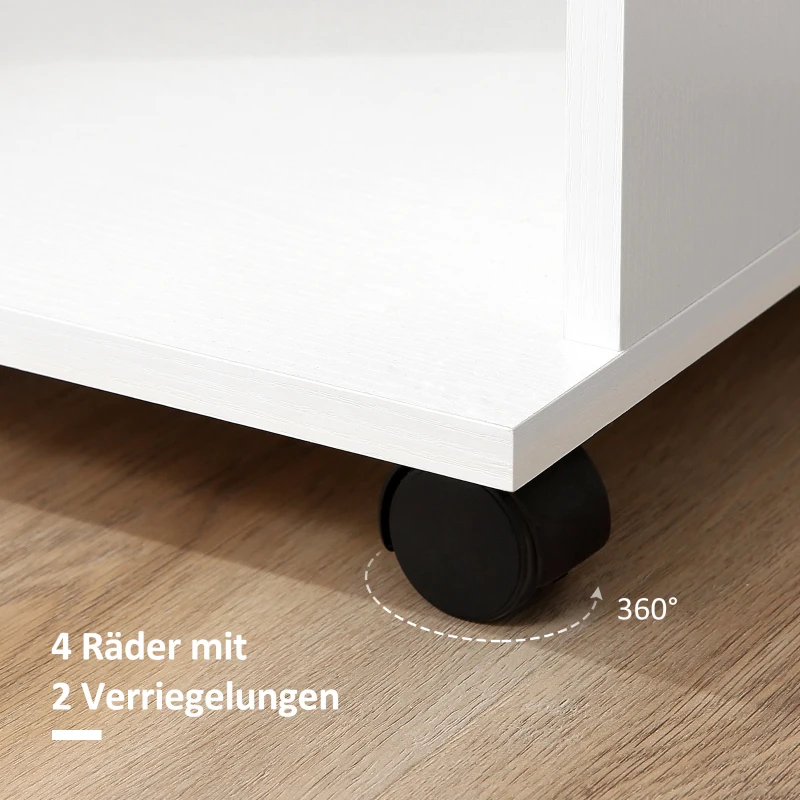 HOMCOM Kleiderschrank auf Rollen, mobile Garderobe, Garderobenschrank, Rollbarer Kleiderständer, 80 x 40 x 128 cm, Weiß
