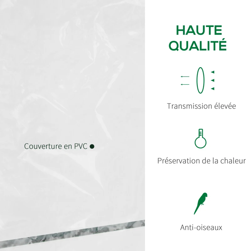 Outsunny Serre de jardin 8 étagères bâche transparente PVC porte enroulable 143 x 73 x 195 cm - transparent