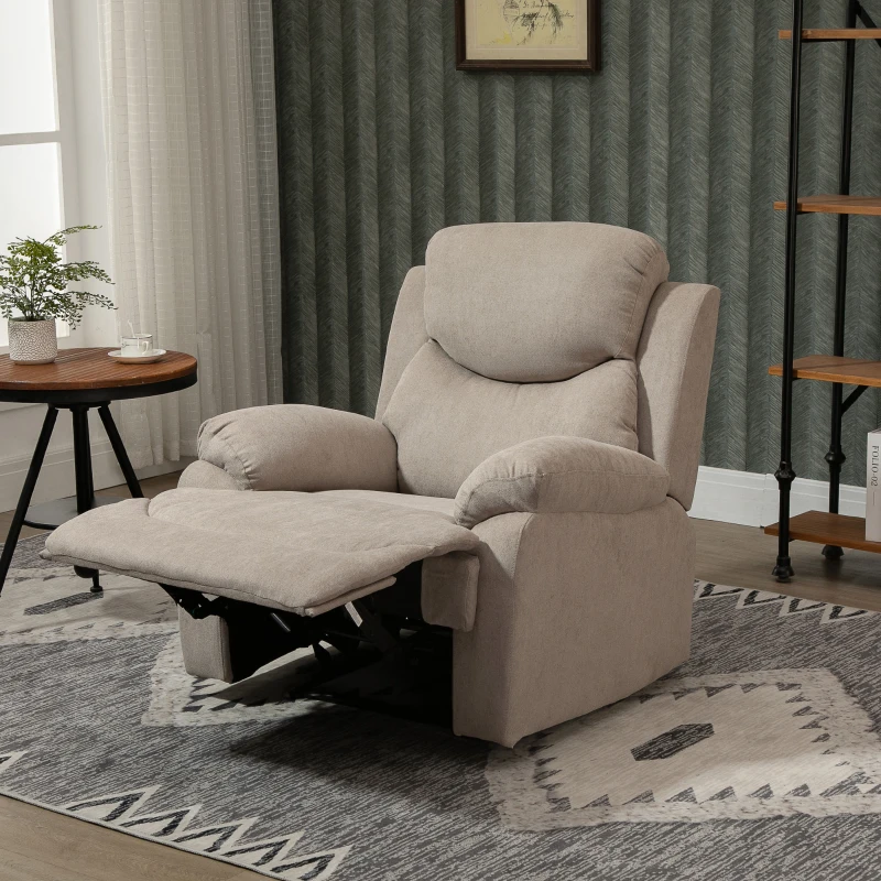 HOMCOM Manual Recliner Armchair, w/Metal Base Upholste Chair w/ArmrestAccent Chairfor Bedroom Dorm OfficeBeige
