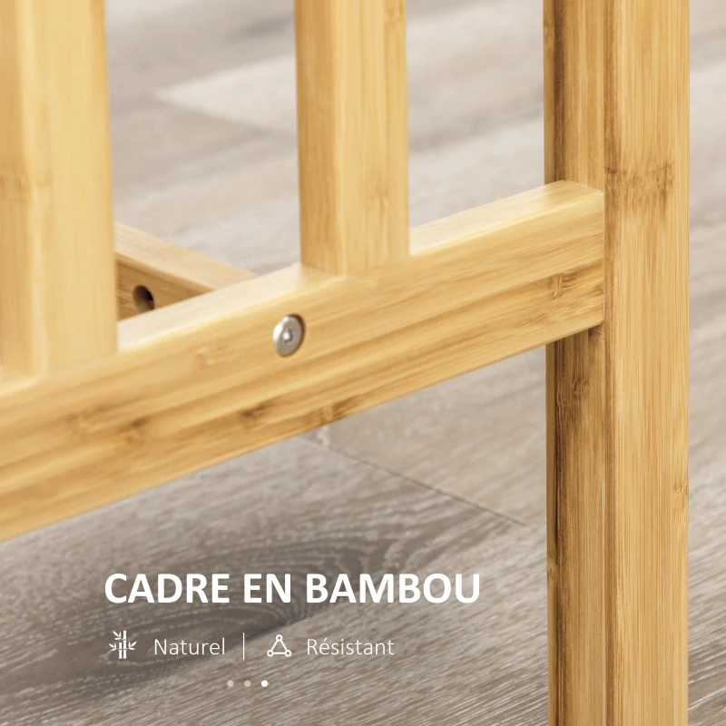 HOMCOM Ensemble table de bar rectangulaire + 2 tabourets ronds bambou avec repose-pieds 3 pièces 98 x 53 x 90 cm bois naturel