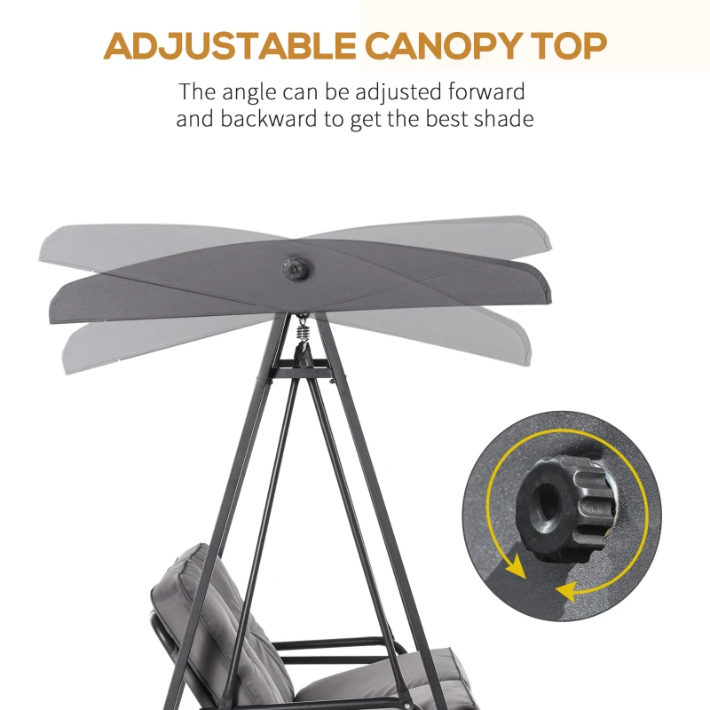 Outsunny Patio Swing Chair 2 Seater Swinging Hammock Outdoor Cushioned Bench Seat