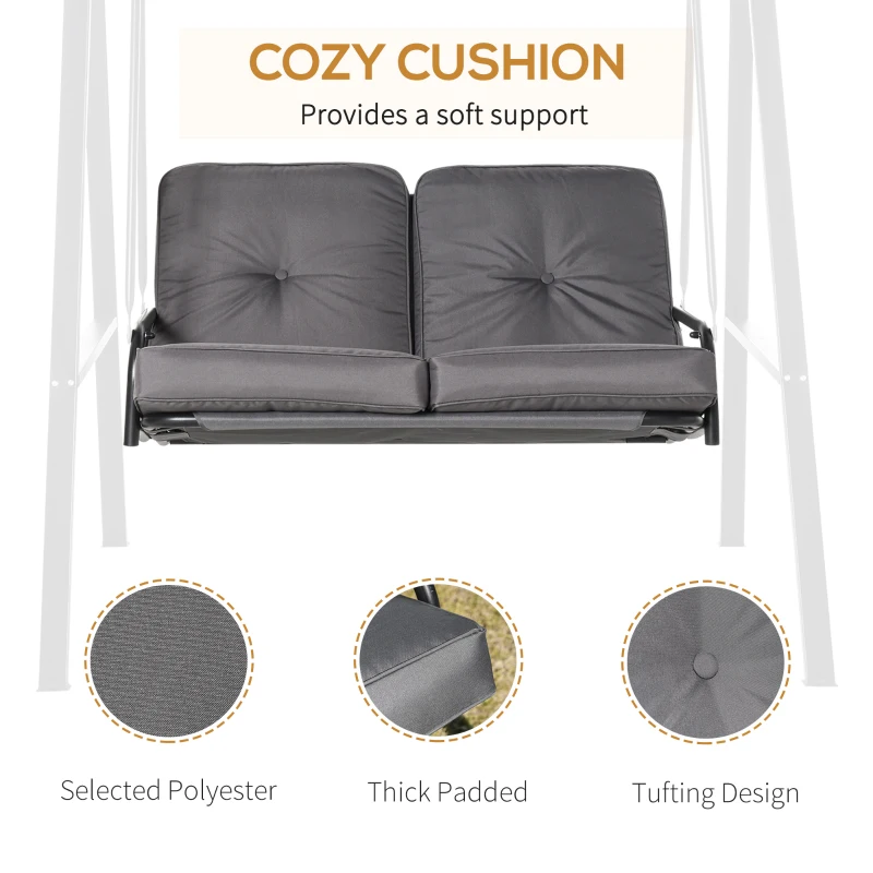 Outsunny Patio Swing Chair 2 Seater Swinging Hammock Outdoor Cushioned Bench Seat