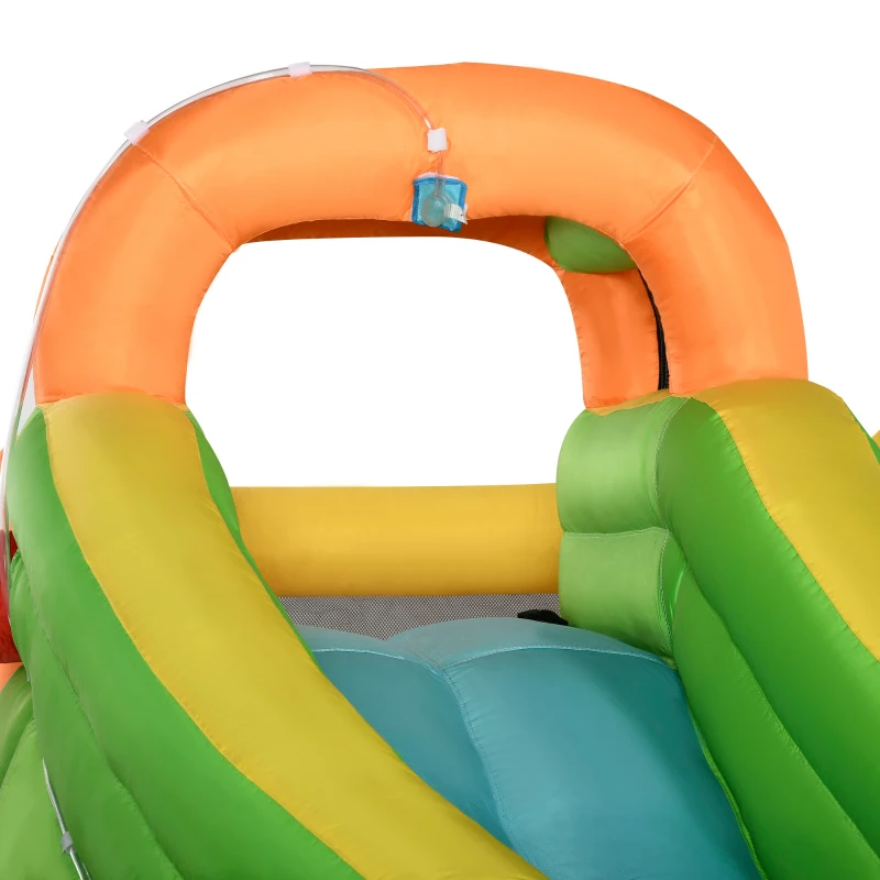 Outsunny 7 in 1 Kids Bouncy Castle, Bounce House, with Water Slide, Patches, Air Blower, for Ages 3-8 Years