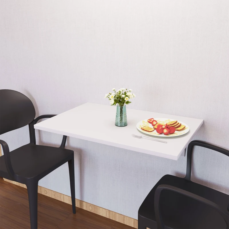 HOMCOM Foldable Table Wall-Mounted Floating Folding Desk Drop-Leaf Bar Table for Home Office, Dining Room, Kitchen