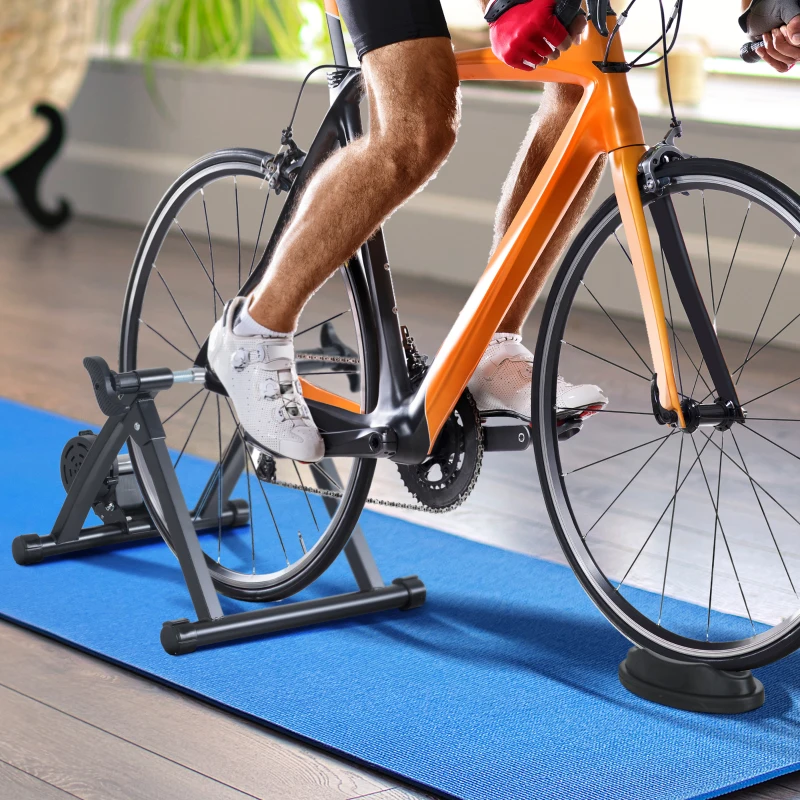 HOMCOM Rolo de Bicicleta para Treinamento Dobrável com Resistência Magnética para Rodas de 26-28 Polegadas Suporte de Treinamento para Bicicleta Casa Interior 54,5x47,2x39,1cm Preto
