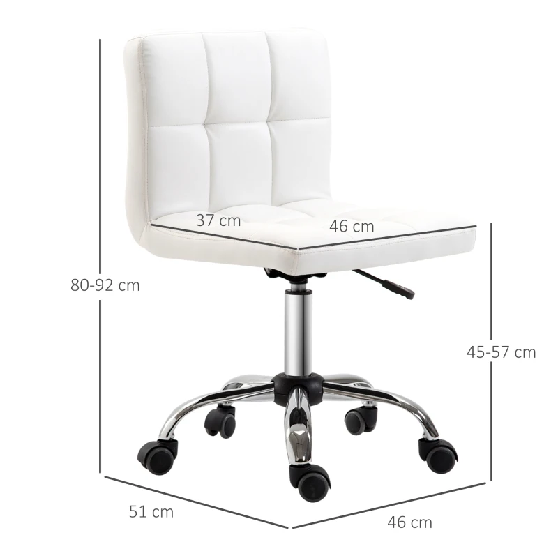 HOMCOM scaun rotativ din piele sintetica, 46x51x76-88cm, alb