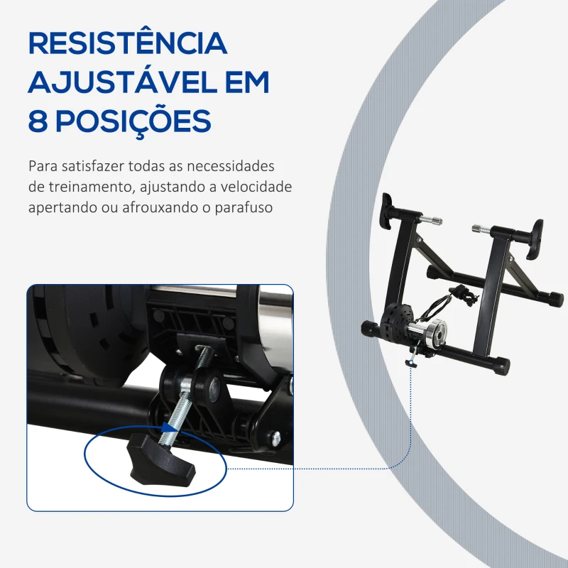 HOMCOM Rolo de Bicicleta Dobrável com Resistência Magnética Ajustável de 8 Níveis para Rodas de 650C/700C ou 26-28 Polegadas 68x62,5x49 cm Preto