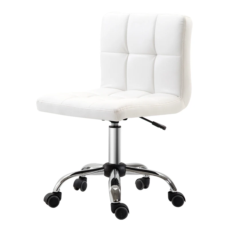 HOMCOM scaun rotativ din piele sintetica, 46x51x76-88cm, alb