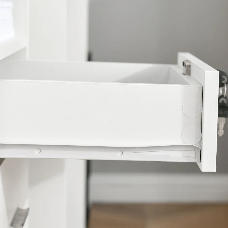 Vinsetto Dulap cu Sertare Blocabile, 2 Chei Incluse, cu 5 roti cu rotatie la 360°, cu 2 Chei, Alb