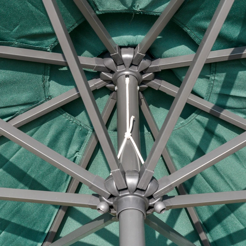 Outsunny 2.7m Patio LED Umbrella with Push Button Tilt/Crank 8 Rib Sun Shade Parasol