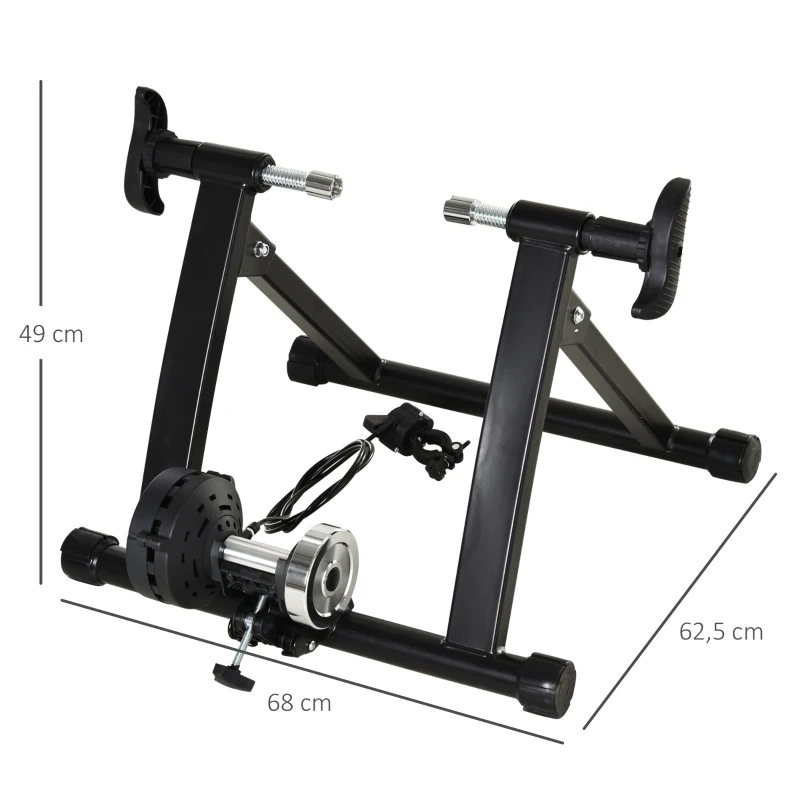 HOMCOM Rolo de Bicicleta Dobrável com Resistência Magnética Ajustável de 8 Níveis para Rodas de 650C/700C ou 26-28 Polegadas 68x62,5x49 cm Preto