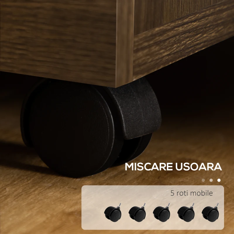 Vinsetto Dulap de birou cu incuietoare, Dulap mobil cu 3 sertare cu bare de suspendare pentru fisiere, maro