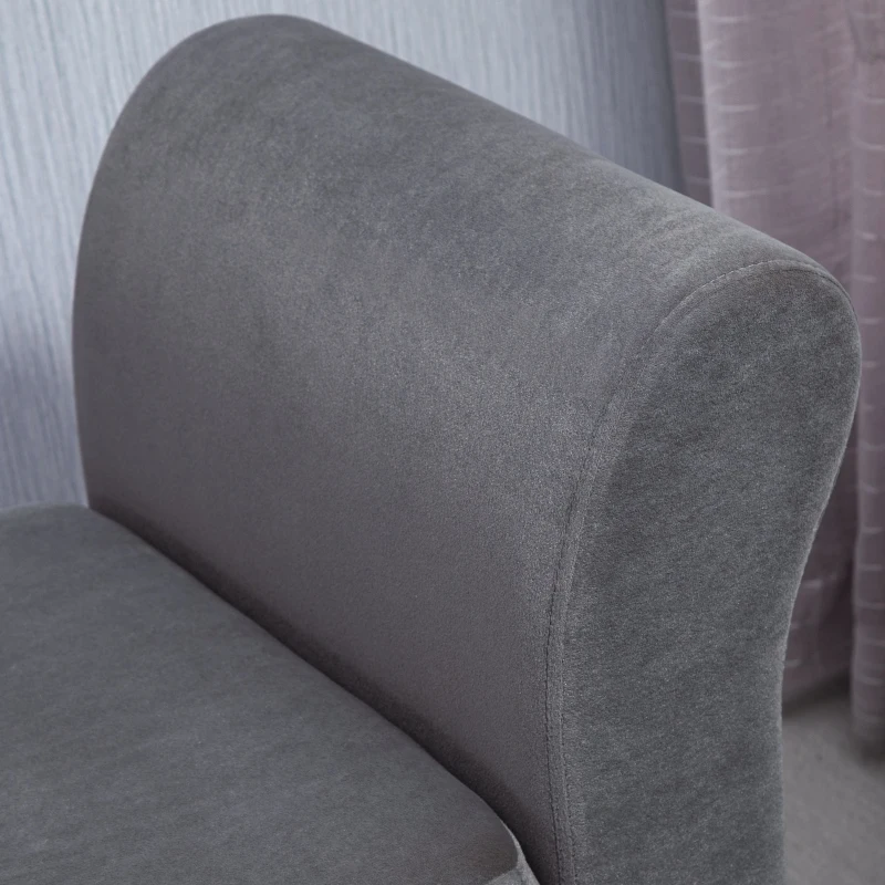 HOMCOM Banca de Depozitare Capitonata pentru Dormitor si Hol, Banca la Capatul Patului din Tesatura Catifelata cu Cotiere, 111,5x41x65cm, Gri(m-9)