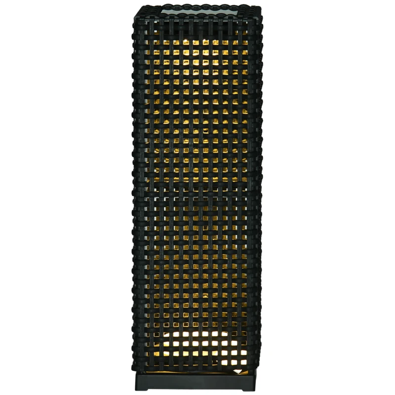 Outsunny Candeeiro de Jardim Candeeiro Solar de Exterior com Luzes LED Controlo Automático para Varanda Pátio 15,5x15,5x47cm Preto