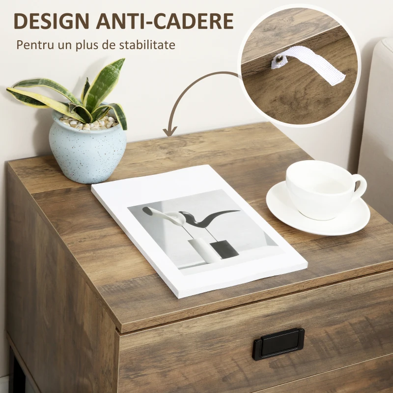 HOMCOM Noptiera moderna Set de 2, noptiere cu polita deschisa, masuta de cafea, dormitor, natural