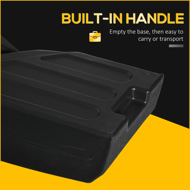 Outsunny Set of 4 Cantilever Parasol Base Stand Outdoor Umbrella Weights, Up to 120kg Sand or 80kg Water Filled, Black