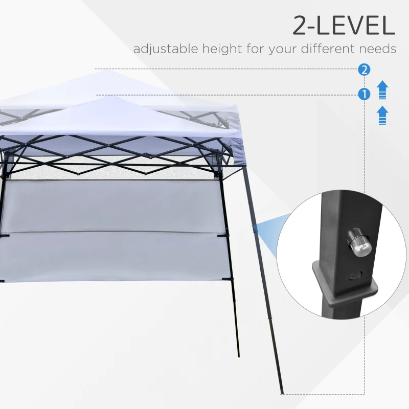 Outsunny 2 x 2m Garden Foldable Pop Up Gazebo Tent with Backpack & Adjustable Legs Outdoor Party Canopy, White & Black