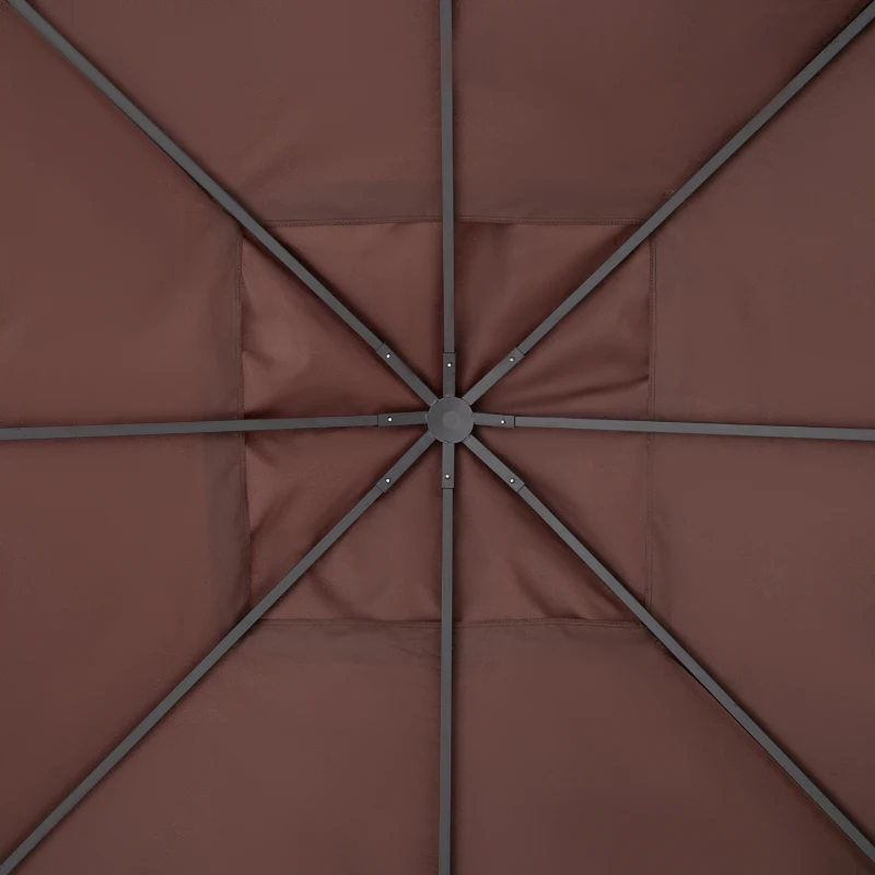 Outsunny 3x3m Square Gazebo Canopy Replacement UV Protected Top Cover Sun Shade Coffee