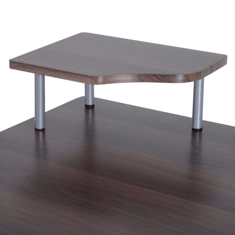 HOMCOM Computer Desk PC Workstation with Drawer Shelves CPU Storage Rack Home Office Furniture (BROWN)