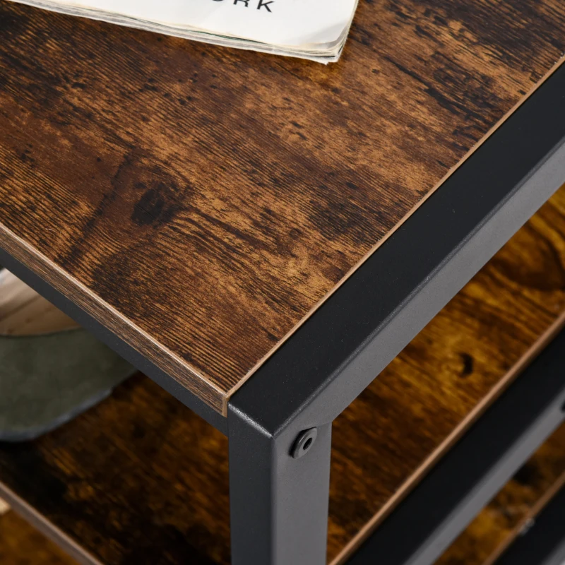 HOMCOM Coat Rack Stand, Free Standing Hall Tree, Coat Stand with Hooks, Bench and Shoe Rack, 100cm x 40cm x 184cm, Industrial Style, Rustic Brown and Black