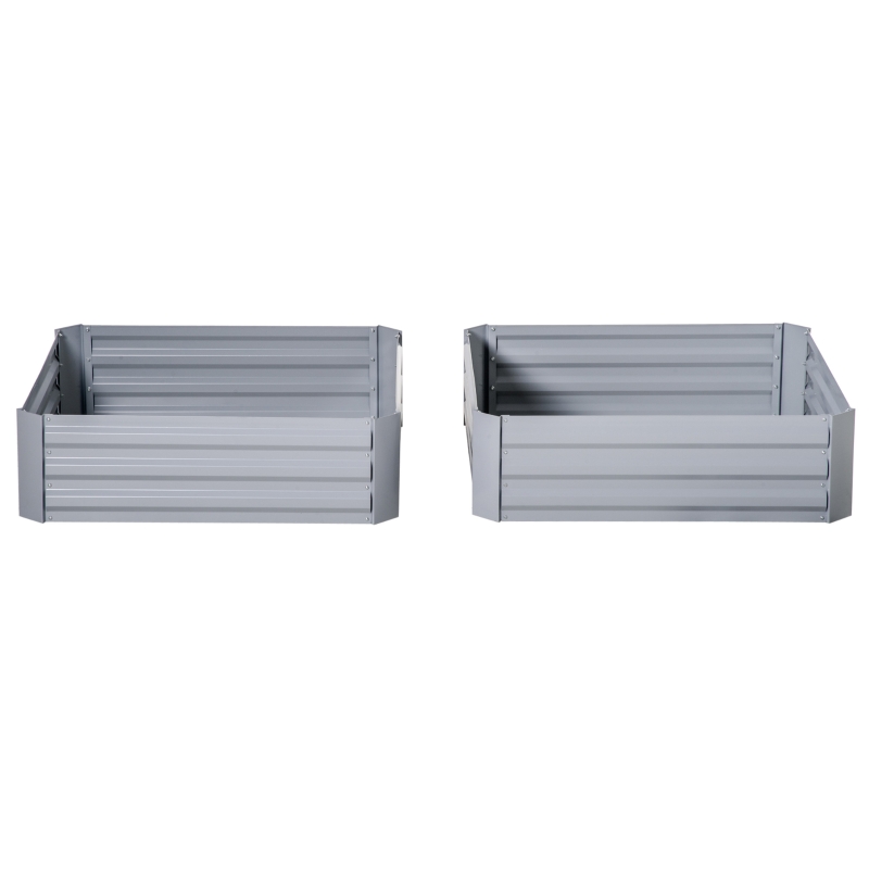 Outsunny Lot de 2 carré potager de jardin dim. 100L x 100l x 30H cm - tôle d'acier ondulée gris(m-14)