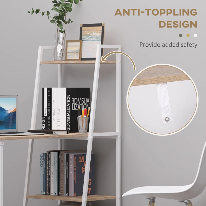 HOMCOM Modern Foldable Office Desk with Storage Shelf Freestanding Multi-function Computer Workstation Dining Table for Home Office