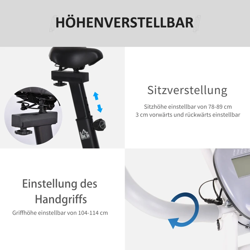 HOMCOM Fahrradtrainer Indoor Heimtrainer mit 13KG Schwungrad Home Gym Cycling Bike Trainer Fitnessfahrrad Stufenlos Widerstand Stahl Rot+Schwarz 104 x 52 x 104-114 cm