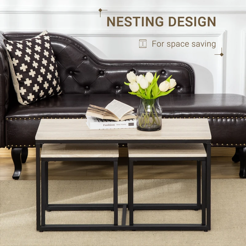 HOMCOM 3 PCs Nesting Table Coffee Table Set