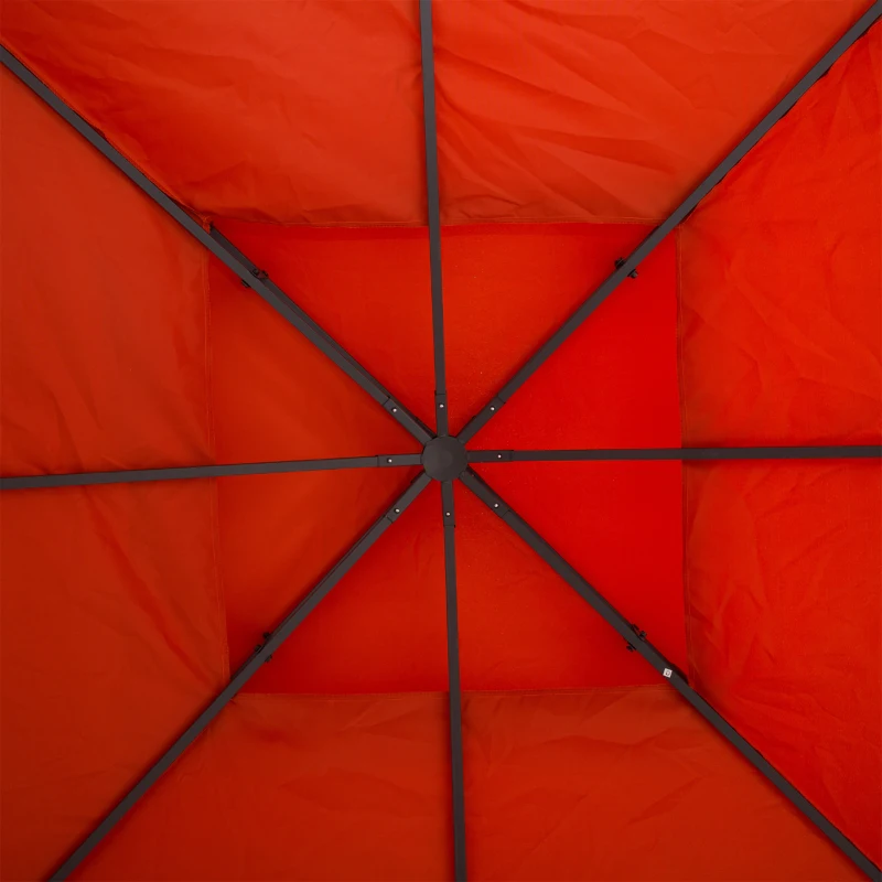 Outsunny 3 x 3 meters Replacement Gazebo Double Tier Canopy Roof TopTent Cover Spare Part Garden Shelter Spare Part Rusty red(m-9)