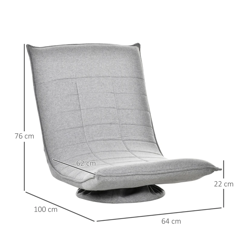 HOMCOM Bodenstuhl 360° Bodenkissen gepolstert Rückenlehne klappbar Leinen Hellgrau 64 x 100 x 76 cm