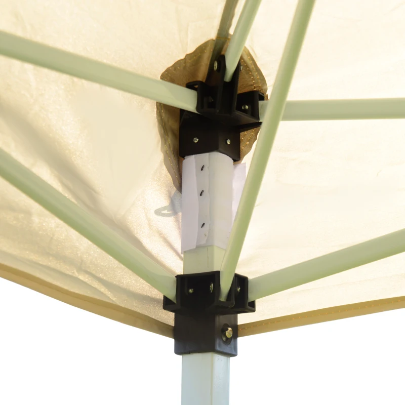 Outsunny 3 x 6m Garden Outdoor Metal Gazebo Water-Resistant Pop-Up Party Tent Canopy Marquee with Mesh Sidewalls Plus Free Storage Bag - Beige