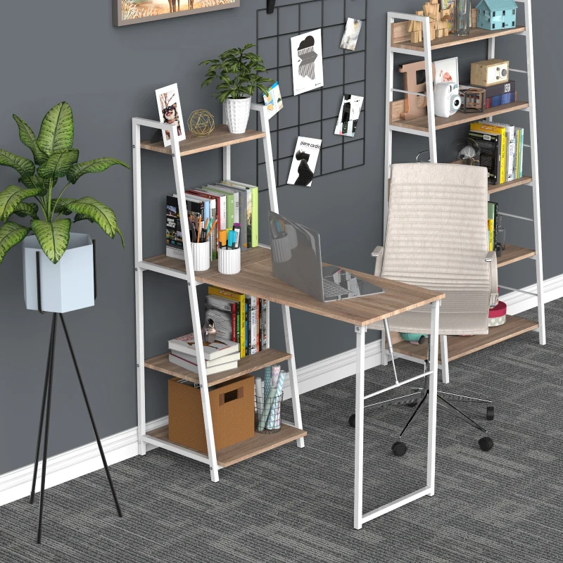 HOMCOM Modern Foldable Office Desk with Storage Shelf Freestanding Multi-function Computer Workstation Dining Table for Home Office