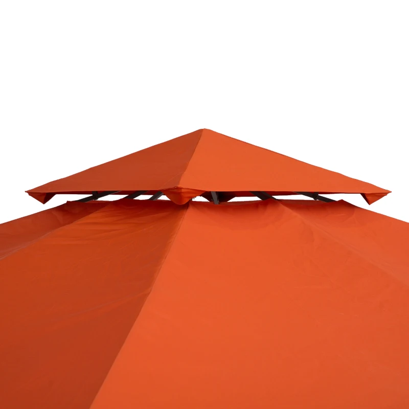 Outsunny 3 x 3 meters Replacement Gazebo Double Tier Canopy Roof TopTent Cover Spare Part Garden Shelter Spare Part Rusty red(m-8)