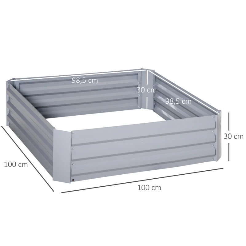 Outsunny Lot de 2 carré potager de jardin dim. 100L x 100l x 30H cm - tôle d'acier ondulée gris(m-3)