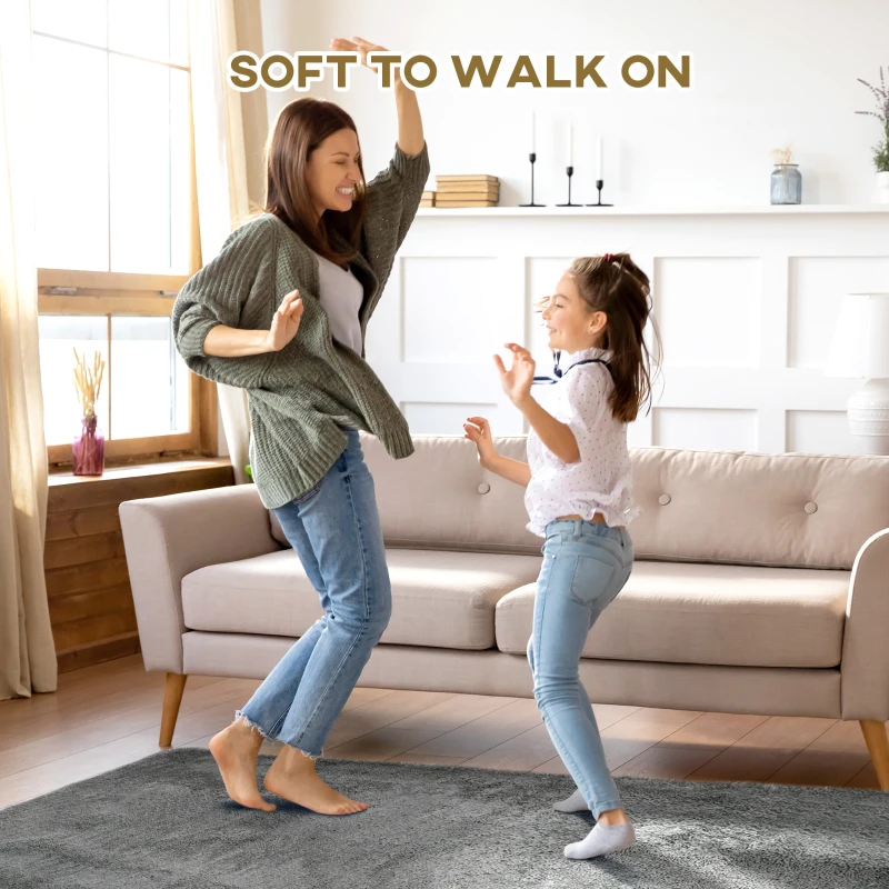 HOMCOM Tappeto Moderno in Poliestere e Gommapiuma per Camera da Letto, Soggiorno e Sala da Pranzo, 200x120 cm, Grigio