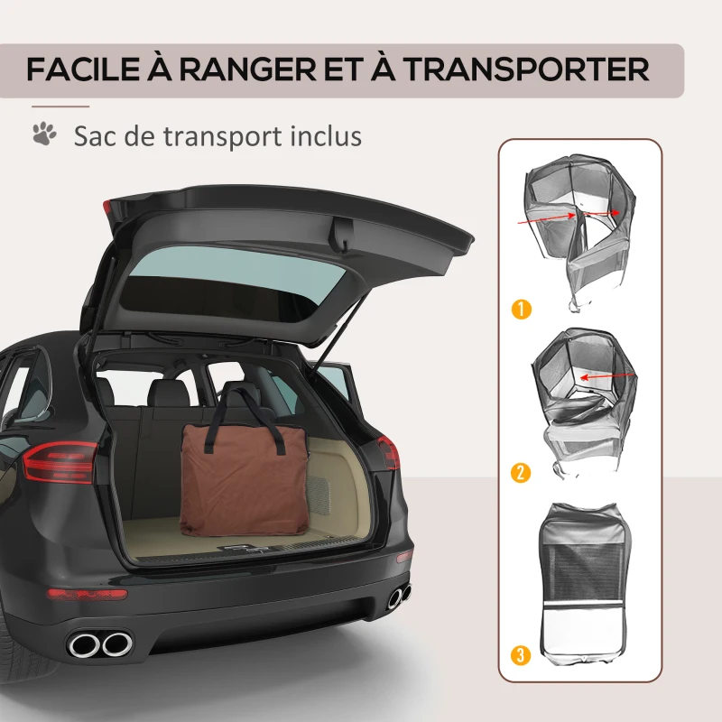 PawHut Parc enclos pliable pour chien chat petits animaux octogonal en tissu Oxford et acier Ø 90 x 41H cm marron beige