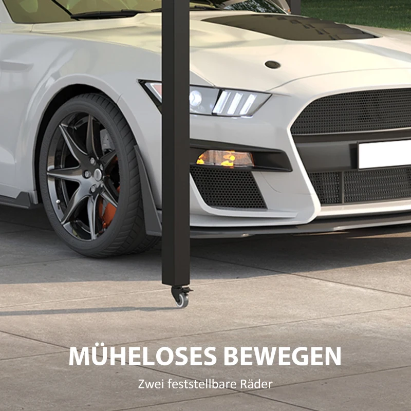 Outsunny Carport, ausziehbar, wetterbeständig, ausziehbare Räder, 563 L x 303 B x 239 H cm, Beige