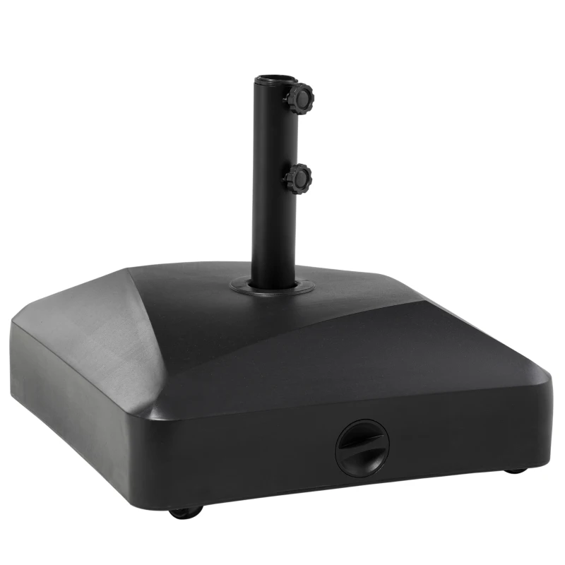 Outsunny Garden Parasol Base Holder, 43kg Water or 60kg Sand Filled, Outdoor Market Umbrella Stand Weight with Wheels and Brakes, Black