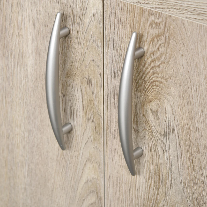 HOMCOM Küchenschrank Hochschrank mit 4 verstellbaren Einlegeböden offene Fächer Mikrowellenregal mit unterem 2 Schubladen Kommode Spanplatte Metall Naturholz+Weiß 100 x 39 x 180 cm