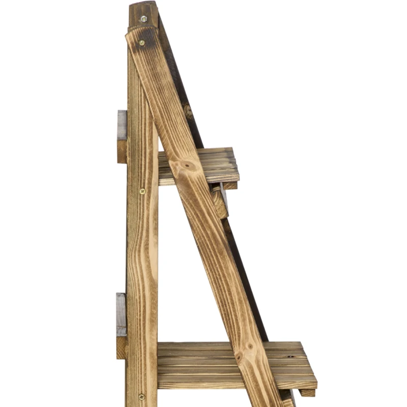 Outsunny Wooden Folding Flower Pot Stand 3 Tier Garden Planter Display Ladder Gardener Storage Shelves Rack Herb Holder (40L x 37W x 93H cm)