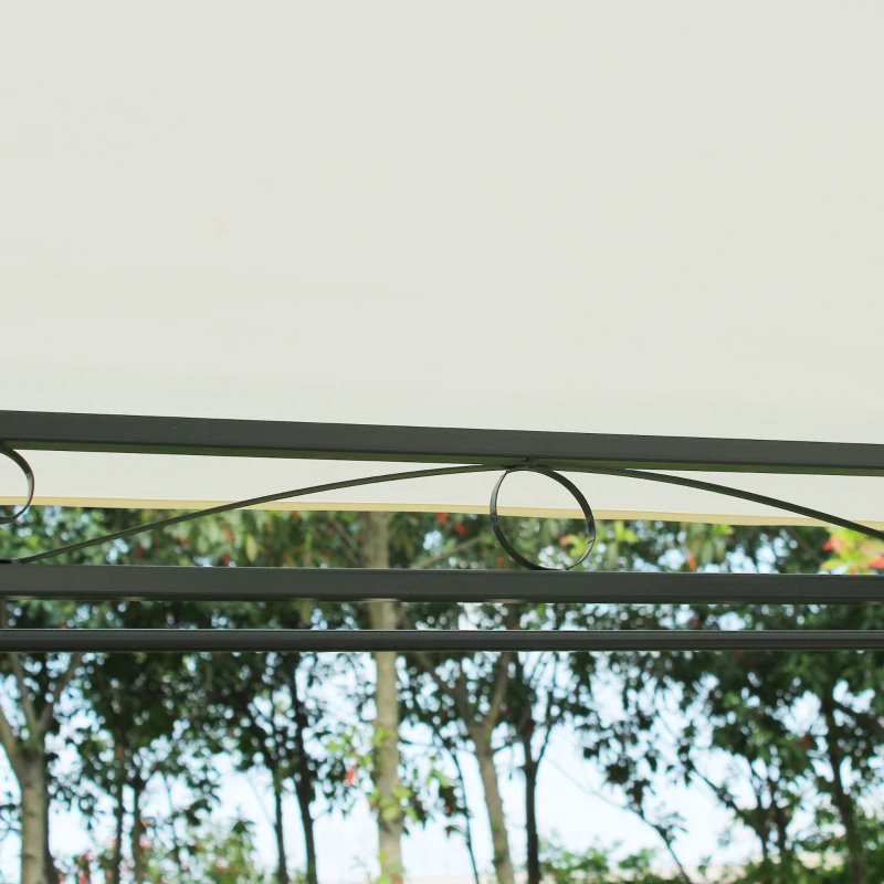 Outsunny 4m x 3(m) Metal Gazebo Canopy Party Tent Garden Pavillion Patio Shelter Pavilion with Curtains Sidewalls Beige