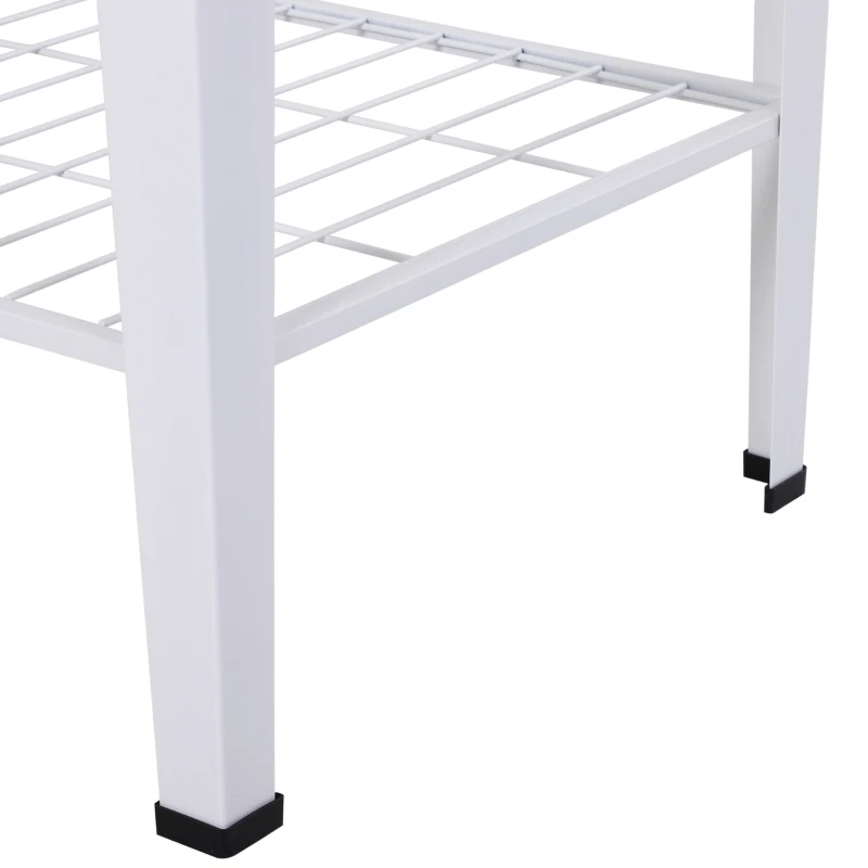 Outsunny Metal Raised Garden Bed with Wheels, Garden Planter Trolley Elevated Plant Box with Storage Shelf