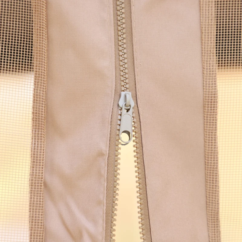 Outsunny 4 x 3(m) Patio Aluminium Gazebo Hardtop Metal Roof Canopy Party Tent Garden Outdoor Shelter with Mesh Curtains & Side Walls, Brown