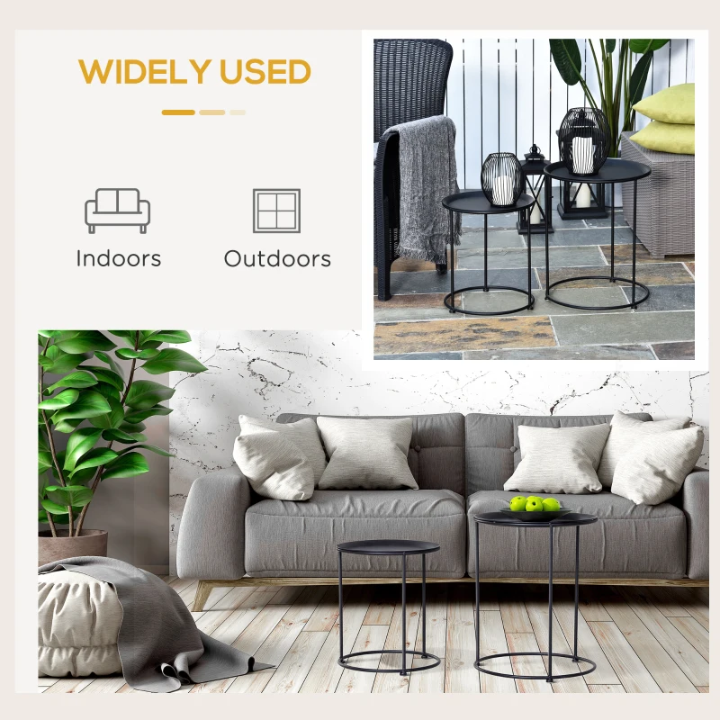 Outsunny 2 Pack Metal Bedside Table Sofa End Side Night Stand Bedroom