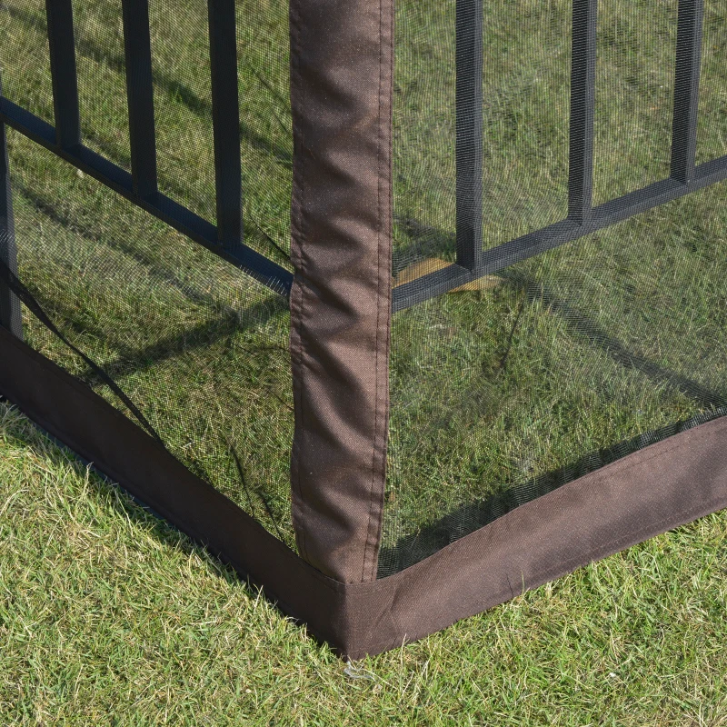 OUTSUNNY 3 x 3 Meter Metal Gazebo Garden Outdoor 2-tier Roof Marquee Party Tent Canopy Pavillion Patio Shelter with Netting and Shelf Coffee