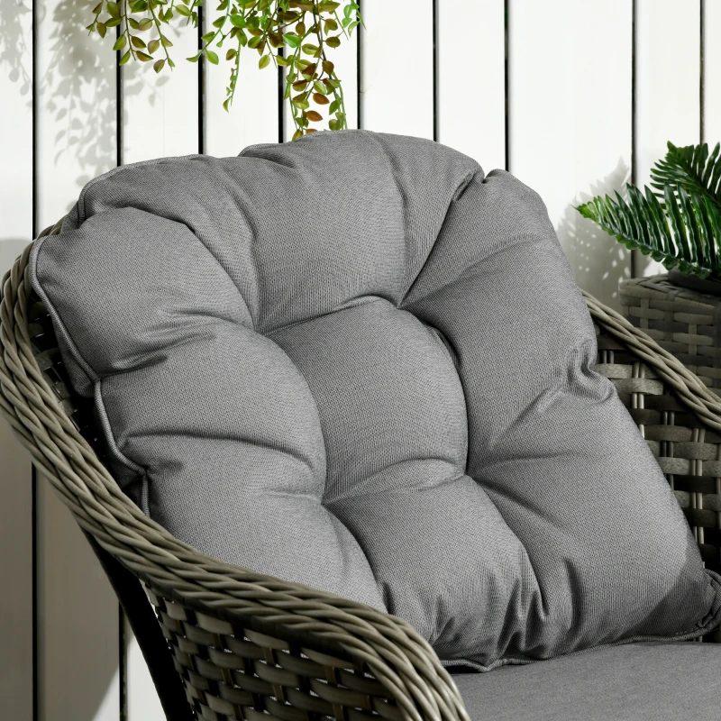 Outsunny 3 PCS Rattan Seating Set | 2 Armchairs & Table | Outdoor Patio Furniture, Bistro Set w/ Cushions Glass Tabletop