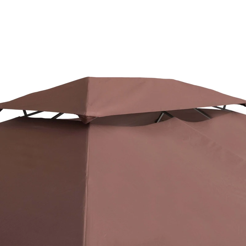Outsunny 3 x 4m Gazebo Canopy Roof Top Replacement Pavilion Tent Spare Part 2 Tier Brown