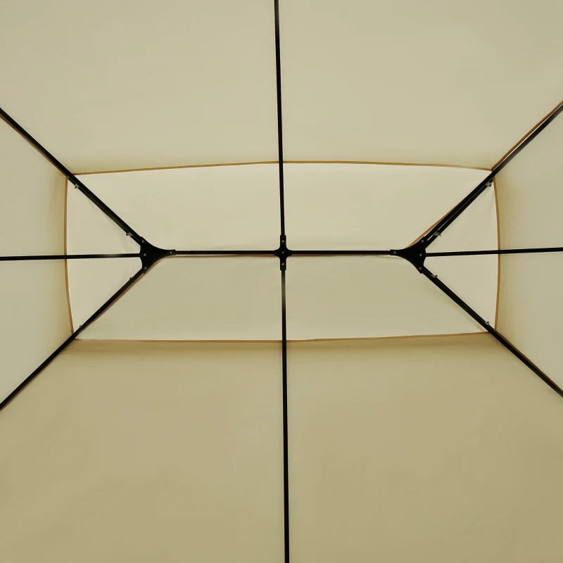 Outsunny 4m x 3(m) Metal Gazebo Canopy Party Tent Garden Pavillion Patio Shelter Pavilion with Curtains Sidewalls Beige